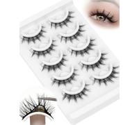 Obeyalash Auto-AdhéSifs Faux Cils Manga Extension Cils Naturel 5pairs Adhesive Lashes No Glue Needed RéUtilisable Press On Lashes No Glue Needed Easy Use for Beginners(6D30)
