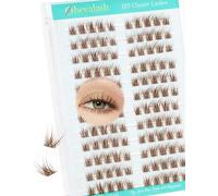 Obeyalash Brown Cils Individuels Wispy Eyelashes Thin Band Natural Individual Lashes C Curl 7-12mm Extension De Cils Eyelash Clusters Volume 120pcs DIY at Home Lightweight and Comfortable