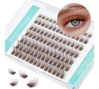 Obeyalash Brun Cils Individuel Extension Cils D Curl DIY Faux Cils Individuel Mixte 8mm 10mm 12mm 14mm Cluster Lashes Brown Naturel SNR012