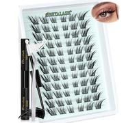 Obeyalash Cat Eye Lash Clusters Kit Cluster Lashes With Bond and Glue 12mm Extension De Cils Wispy Cils Individuels DIY Lashes Extension Kit for Beginners (C Curl 12mm)