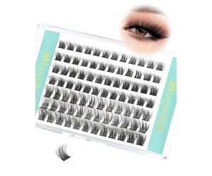 Obeyalash Cils Cluster C-Curl Wispy Naturel - 84pcs DIY Extension Cils Individuels, Tailles Mix 8-14mm, Matériau Confortable (M-05)