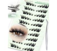 Obeyalash Clusters Cils Auto-Adhésifs Fox Eye Pré-Collés C Curl Kit Extension Cils DIY avec Pincette - Press-On Lashes Sans Colle Self-Stick Cluster