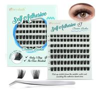 Obeyalash Extension Cils Auto-AdhéSifs Individuels Faux Cils (Y24) | AutoadhéSif Cluster Lashes Kit D Curl 8-14mm Pre Glued Eyelashes Fluffy Stick On Lashes Glueless Resuable No Glue Needed