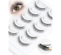 Obeyalash Faux Cils AutoadhéSif RéUtilisable Extension Cils Naturel Look 10mm Pre Glued Eyelashes Wispy No Glue Needed Comfortable for All-Day Wear (5 Pairs Pack)