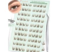 Obeyalash Faux Cils Cat Eye Marron Autoadhésifs, Faux Cils Pré-Collés Sans Colle, Brown Lashes Cluster C Curl, Press On Naturels Effet Œil de Chat, Extension DIY avec Pince (G-JWT)