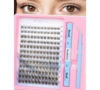 Obeyalash Faux Cils en Bouquets Noir et Marron, 144 bouquets, C, 8-16 mm | Kit DIY avec Bond & Seal 2-en-1 et pince, kit cluster de cils noir-marron, C curl, naturel lash clusters brun & black