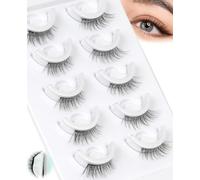 Obeyalash Faux Cils Pre Collé - Faux Cils AutoadhéSif Pre Glued Lashes 3/4 5 Paires Self Adhesive Eyelashe Half 10 Bandes AdhéSives SuppléMentaires Et Une Pince à éPiler - Pour Les DéButantes