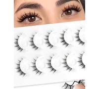 Obeyalash Faux Cils Pre Collé Manga Cils Auto Adhésifs Réutilisables Bandelettes avec Colle 5 Paires Autoadhésif Eyelashes Extension 8-12mm No Glue Needed Self Adhesive Eyelashes (F11)