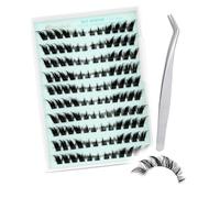 Obeyalash Fox Eye Cils Individuels Sans Colle Cluster Cils Bouquet Kit Extension Cils Pré Collés DIY à la Maison avec Pince à Cils Faux Cils Cluster Lashes Individuel Eyelash