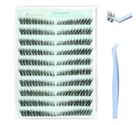 Obeyalash Fox Eye Cluster Lashes 12mm No Glue Eyelashes C Curl Kit Extension Cils AutoadhéSif 120pcs Cils Individuels Lashes With Tweezers Press On Eyelashes Soft and Resuable DIY at Home (ZK08)