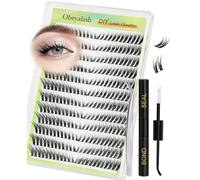 Obeyalash Fox Eye Extension Cils Kit Eyelashes Cluster Lashes With Bond and Seal With Tweezers 12mm DIY Eyelash Extension Soft False For Personal Use at Home (C Curl 12mm)