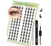Obeyalash Manga Cluster Lashes Extension Cils Kit Lash Clusters With Spikes With Bond and Seal 120pcs Kit Extension De Cils DIY Eyelash Extensions Invisible Band Soft and Lightweight (D Curl 12mm)