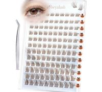 Obeyalash Marron Faux Cils Cluster C Curl Cils Extension Kit 120 Pièces 8-14mm Wispy Bande Invisible Look Naturel Brun DIY Pour Débutants À La Maison avec Pincettes (J-015-Brown)