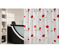 OBI Deco-Line Poppy Rideau de Douche 180 x 200 cm Mohnblumen Rot Polyester