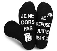 Obidodi Chaussettes Homme, Je Ne Dors Pas, Je Repose Juste Mes Yeux, Cadeau Rigolos pour Grand-Papa pour La Fête Des Pères, Cadeau de Noël, Cadeau D'anniversaire