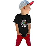 OBiQuzz 17 Hauts à manches courtes T-shirt de Pâques pour bébé avec lapin et fille Inscription Happy Letter Years pour enfant, Noir , 6-7 ans