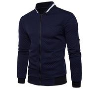 OBiQuzz Blouson bomber pour homme - Noir - Léger - Coupe-vent - Veste mi-saison - Col montant - Veste de baseball avec fermeture éclair - Veste de sport avec poches - Veste légère - Veste de golf,