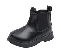 OBiQuzz Bottines Chelsea pour fille - Avec fermeture éclair - Antidérapantes - Courtes - En cuir verni - Bottes de transition, Noir , 27 EU