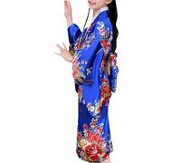OBiQuzz Calendrier de l'Avent - Vêtements chocolat - Manches longues - Kimono - Costume traditionnel japonais - Vêtements de vacances - Vêtements pour fille - Volant, bleu, 5-6 ans