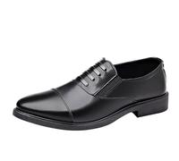 OBiQuzz Chaussures de costume en cuir Oxford à enfiler pour homme | Chaussures d'affaires pointues - Mocassins formels à enfiler - En cuir brillant - Pour homme
