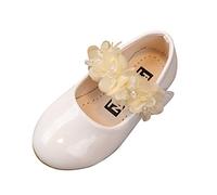 OBiQuzz Chaussures de princesse pour fille - En cuir synthétique - Antidérapantes - Ballerines - Chaussures plates pour bébé, Blanc., 22 EU