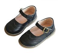 OBiQuzz Chaussures en cuir pour fille - Ballerines vernies - Antidérapantes - Ballerines - Chaussures de gymnastique - Chaussures de princesse avec boucles, Noir , 22 EU