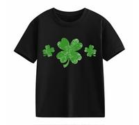 OBiQuzz Chemisier haut à manches courtes T-shirt St Day Middle et Grand Enfant Rétro Personnalité 2D Impression Enfants Ample Manches Courtes Protection Solaire T-shirt Fille, Noir , 2-3 ans