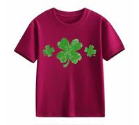 OBiQuzz Chemisier haut à manches courtes T-shirt St Day Middle et Grand Enfant Rétro Personnalité 2D Impression Enfants Ample Manches Courtes Protection Solaire T-shirt Fille, Bordeaux, 2-3 ans