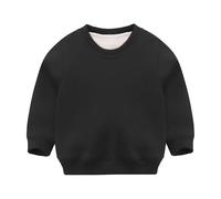 OBiQuzz Children Automne Hiver Solide Pulls Hauts Manches Longues Col O Sweats à Capuche E Fille, Noir , 5-6 ans