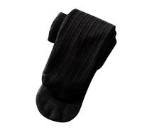 OBiQuzz Collants tricotés pour bébé fille en polaire de coton doublé chaud - Collants de base extensibles - Collants de base pleine longueur pour chaussettes d'hiver pour bébé garçon, Noir , 6-8 ans