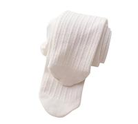 OBiQuzz Collants tricotés pour bébé fille en polaire de coton doublé chaud - Collants de base extensibles - Collants de base pleine longueur pour chaussettes d'hiver pour bébé garçon, Blanc., 4-6 ans