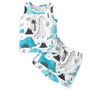 OBiQuzz Ensemble 2 pièces haut et short d'âge préscolaire sans manches avec lettres imprimées pour bébé de 3 à 24 mois, Blanc., 3-6 mois