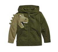 OBiQuzz Fermeture éclair Petit Enfant Bébé Sweat à Capuche Vêtements Dinosaure Enfant Long Haut Sweat-shirt- avec poches-manches-Hauts-Hiver Pull 152, vert, 5-6 ans