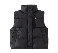 OBiQuzz Gilet matelassé pour enfant - Gilet d'hiver avec col montant - Gilet en duvet léger - Coupe-vent - Gilet de transition avec fermeture éclair - Couleur unie - Gilet classique sans manches pour