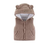 OBiQuzz Gilet polaire pour enfant et bébé - Gilet d'hiver chaud doublé en peluche - Léger - Gilet d'extérieur respirant - Couleur unie - Gilet de sport sans manches - Coupe-vent - Confortable, marron