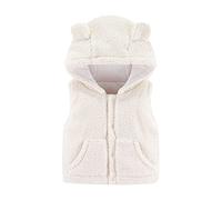OBiQuzz Gilet polaire pour enfant et bébé - Gilet d'hiver chaud doublé en peluche - Léger - Gilet d'extérieur respirant - Couleur unie - Gilet de sport sans manches - Coupe-vent - Confortable, Blanc