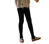OBiQuzz Jeune bébé fille solide coton épais doublé leggings chauds collants extensibles basiques collants pleine longueur pour chaussettes d'hiver enfants pantalon de pluie 140, Noir , 6-7 ans