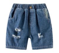 OBiQuzz Jeunes enfants en denim trou court cinq pantalons au milieu et grands enfants bébé mode coréenne pour enfants vêtements de football pantalons, bleu, 18-24 mois