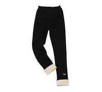 OBiQuzz Legging chaud en coton doublé épais pour bébé fille - Collants extensibles - Longueur cheville - Collants pour l'hiver - Vêtements de pluie pour enfants, Noir , 2-4 ans