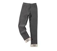 OBiQuzz Legging chaud en coton doublé épais pour bébé fille - Collants extensibles - Longueur cheville - Collants pour chaussettes d'hiver - 164-170, gris foncé, 6-8 ans