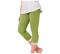 OBiQuzz Legging pour fille avec bordure en dentelle, extensible, taille haute, yoga, court, mignon, léger, collant de danse, pantalon d'extérieur 2-13, vert, 2-3 ans