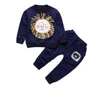 OBiQuzz Lot de 2 survêtements pour fille - Avec pompons - Pantalon - Pour enfant - Pour bébé garçon - 86 - Pour fête, Marine, 6-12 mois