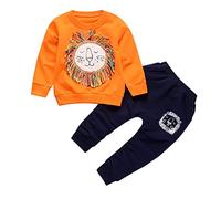 OBiQuzz Lot de 2 survêtements pour fille - Avec pompons - Pantalon - Pour enfant - Pour bébé garçon - 86 - Pour fête, Orange, 18-24 mois