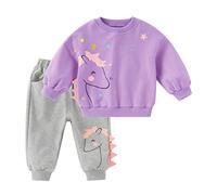 OBiQuzz Lot de 2 sweat-shirts à manches longues pour enfant et bébé fille - Vêtements mignons - Tenue festive - Pour enfants, lilas, 5-6 ans