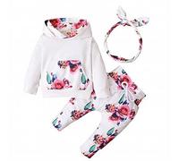 OBiQuzz Lot de 3 sweat-shirts à capuche pour bébé fille - Ensemble de sweat-shirts à capuche - Vêtements d'hiver pour fille - T-shirt à manches longues pour homme, Blanc., 6-12 mois