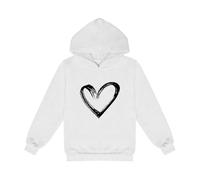 OBiQuzz Maillot de corps à manches longues Sweat-shirt en polaire Pull à capuche mignon imprimé pour fille Chemisier à paillettes, Blanc., 10-11 ans
