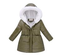 OBiQuzz Manteau d'hiver fille : veste d'hiver longue doudoune avec col en fourrure veste à capuche coupe ajustée veste d'extérieur couleur unie veste de sport chaude veste confortable pour enfants