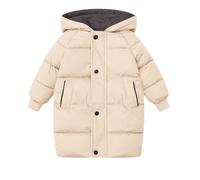 OBiQuzz Manteau matelassé pour fille - Manteau d'hiver chaud - Long manteau de transition avec fermeture éclair et bouton vers le bas - Veste d'extérieur coupe-vent - Veste à capuche légère et