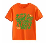 OBiQuzz Nœud papillon décontracté T-shirt à manches courtes pour bébé St Day Middle et grand enfant Personnalité rétro Personnalité 2D Impression Enfants Ample Manches Courtes Pull Femme, Orange, 10