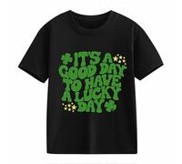 OBiQuzz Nœud papillon décontracté T-shirt à manches courtes pour bébé St Day Middle et grand enfant Personnalité rétro Personnalité 2D Impression Enfants Ample Manches Courtes Pull Femme, Noir , 12-13